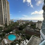 View from hotel balcony of the ocean