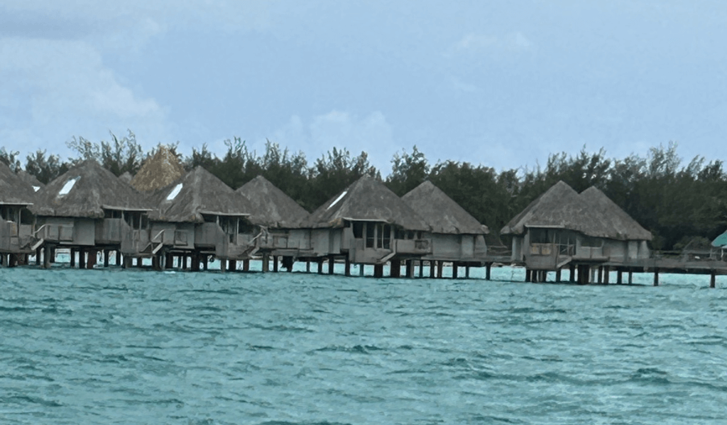 Huts on the water in Bora Bora